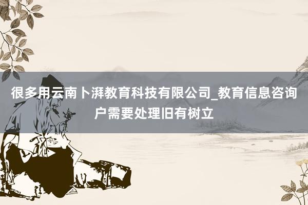 很多用云南卜湃教育科技有限公司_教育信息咨询户需要处理旧有树立